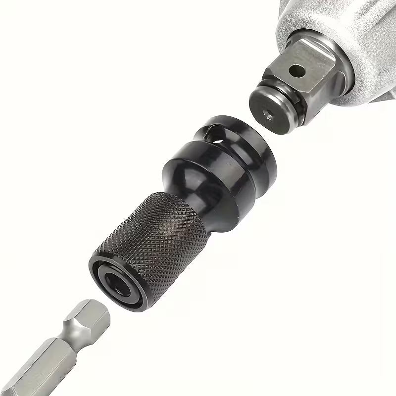 3pcs Quick Release Power Wrench Adapter Kit- 1/2" Square Drive to 1/4" Hex Converter